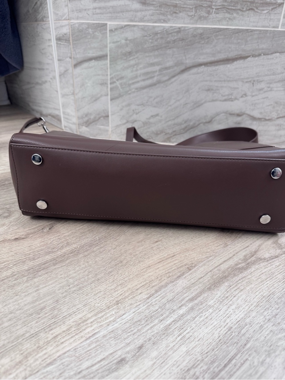 Calpak Haven Espresso Dark Brown Leather Tote with Detachable Strap - Picture 2 of 7